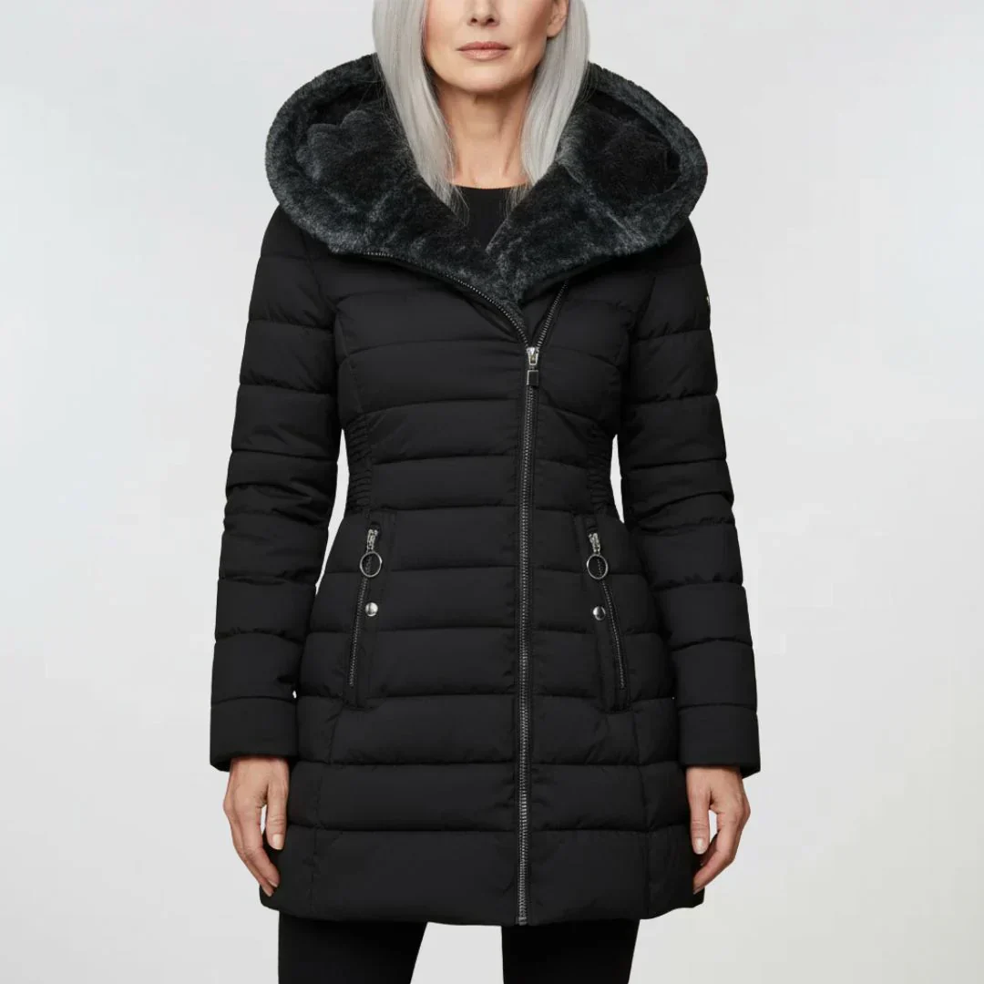 Lydia – Gefütterter Steppmantel mit Kapuze Damen - Image 2