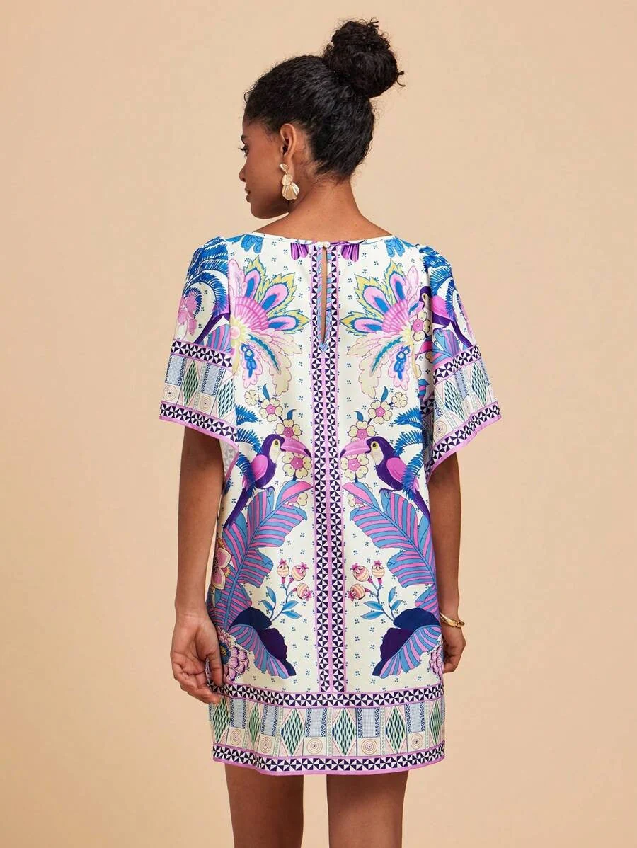 Lyra | Bedrucktes Kurzes Kleid mit Rundhalsausschnitt - Image 4