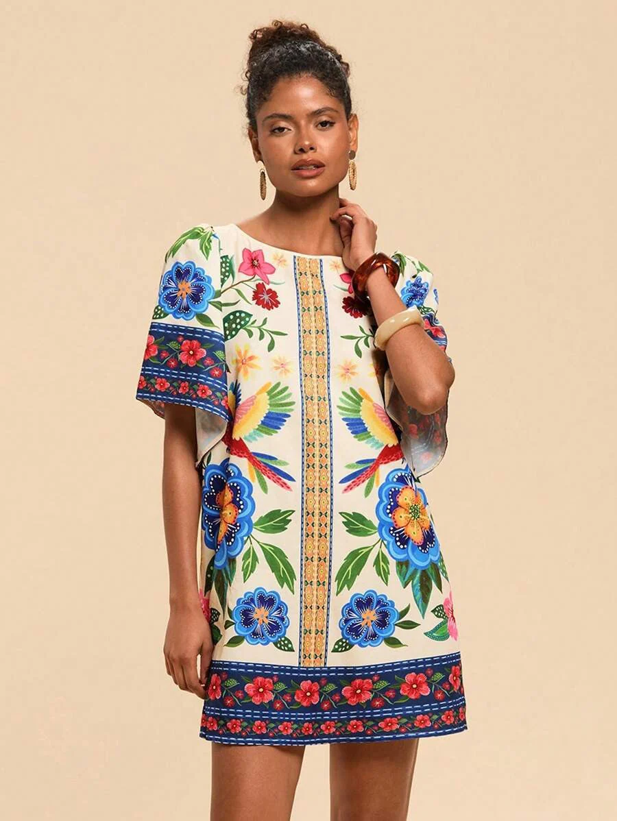 Lyra | Bedrucktes Kurzes Kleid mit Rundhalsausschnitt - Image 6