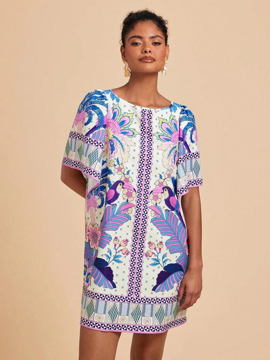 Lyra | Bedrucktes Kurzes Kleid mit Rundhalsausschnitt - Image 8