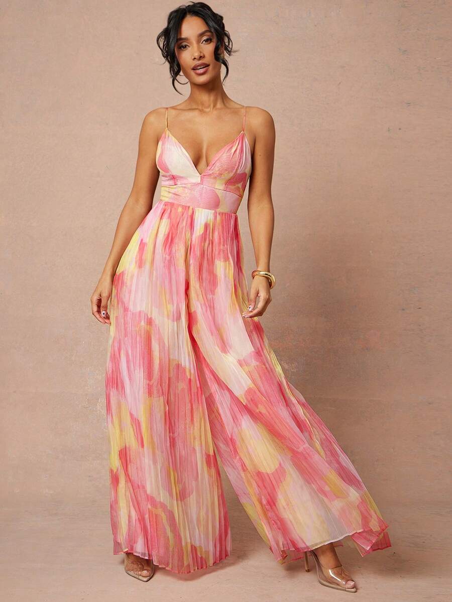 Magdalena – Abstrakt Bedruckter Jumpsuit Mit Tiefem Ausschnitt - Image 3