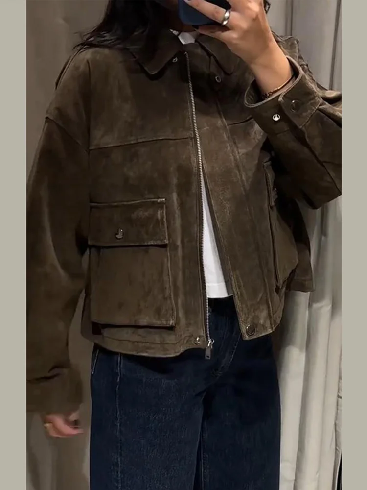 Maira | Kunstwildleder Kurzjacke Mit Umlegekragen - Image 4