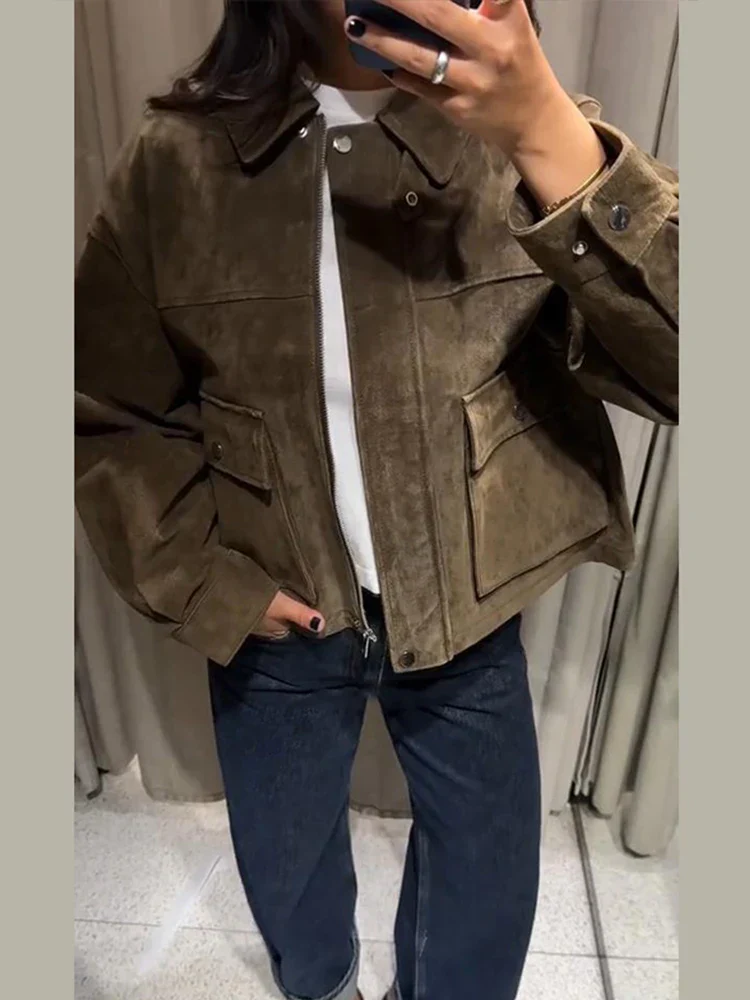 Maira | Kunstwildleder Kurzjacke Mit Umlegekragen - Image 5