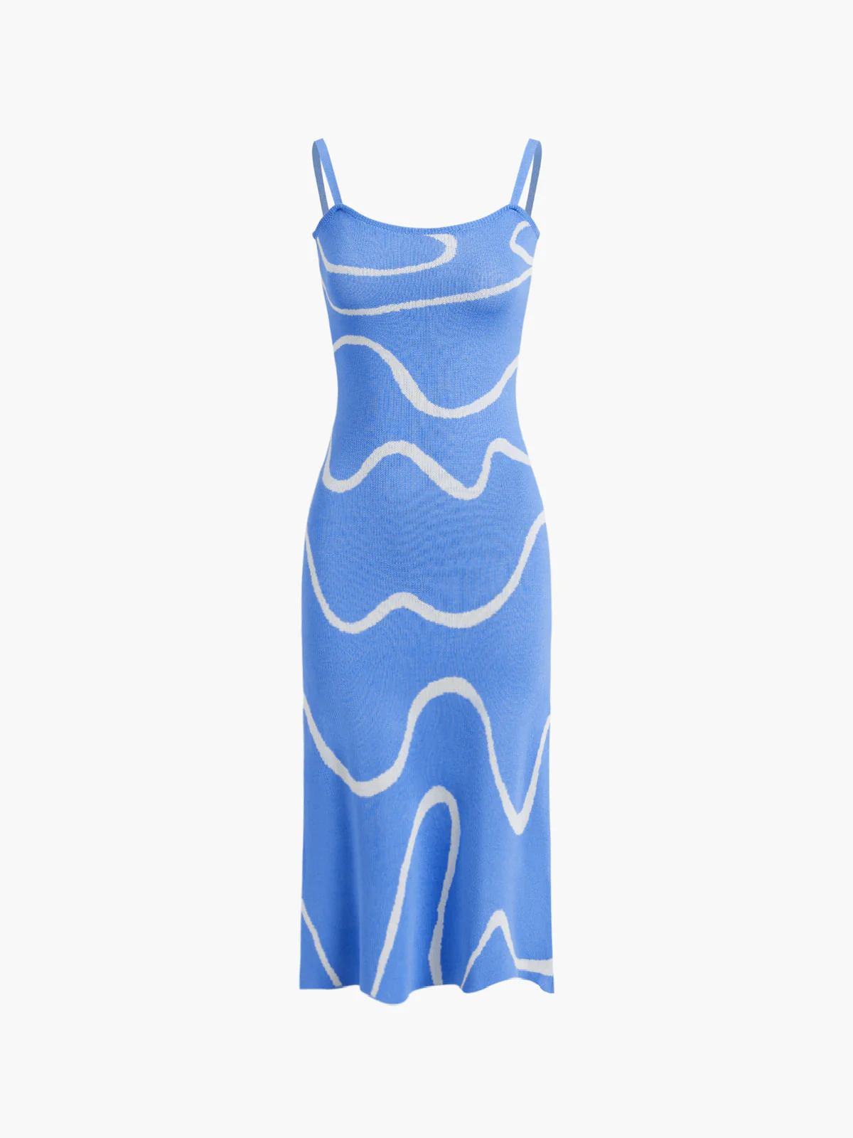 Maisie | Figurschmeichelndes Midikleid mit abstraktem Muster und zarten Spaghettiträgern - Image 10