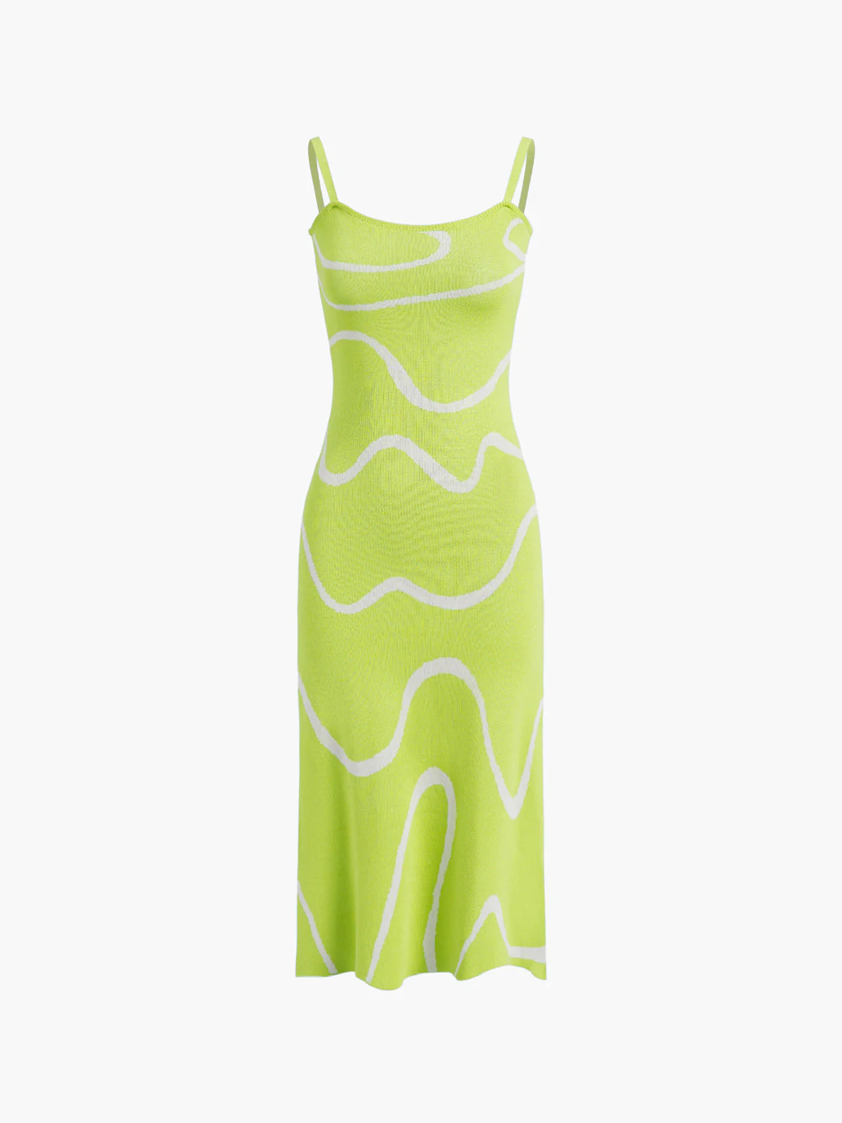 Maisie | Figurschmeichelndes Midikleid mit abstraktem Muster und zarten Spaghettiträgern - Image 11