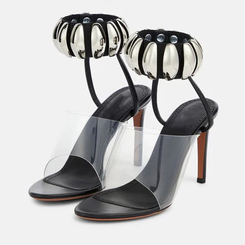Maisie | Klare High Heels Sandalen mit Perlen für Frauen - Image 2