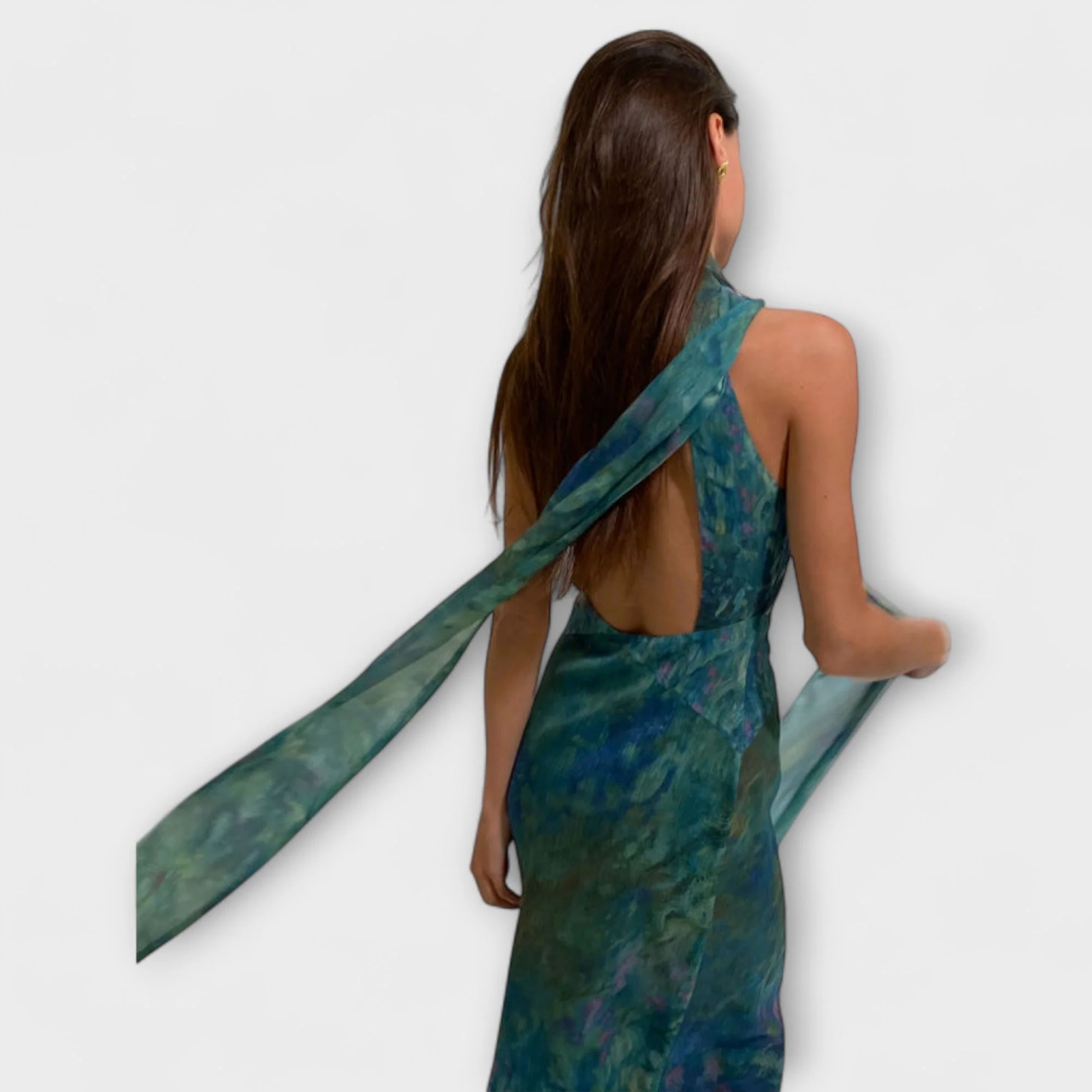 Maisie - Maxikleid mit Monet Iris Druck - Image 3