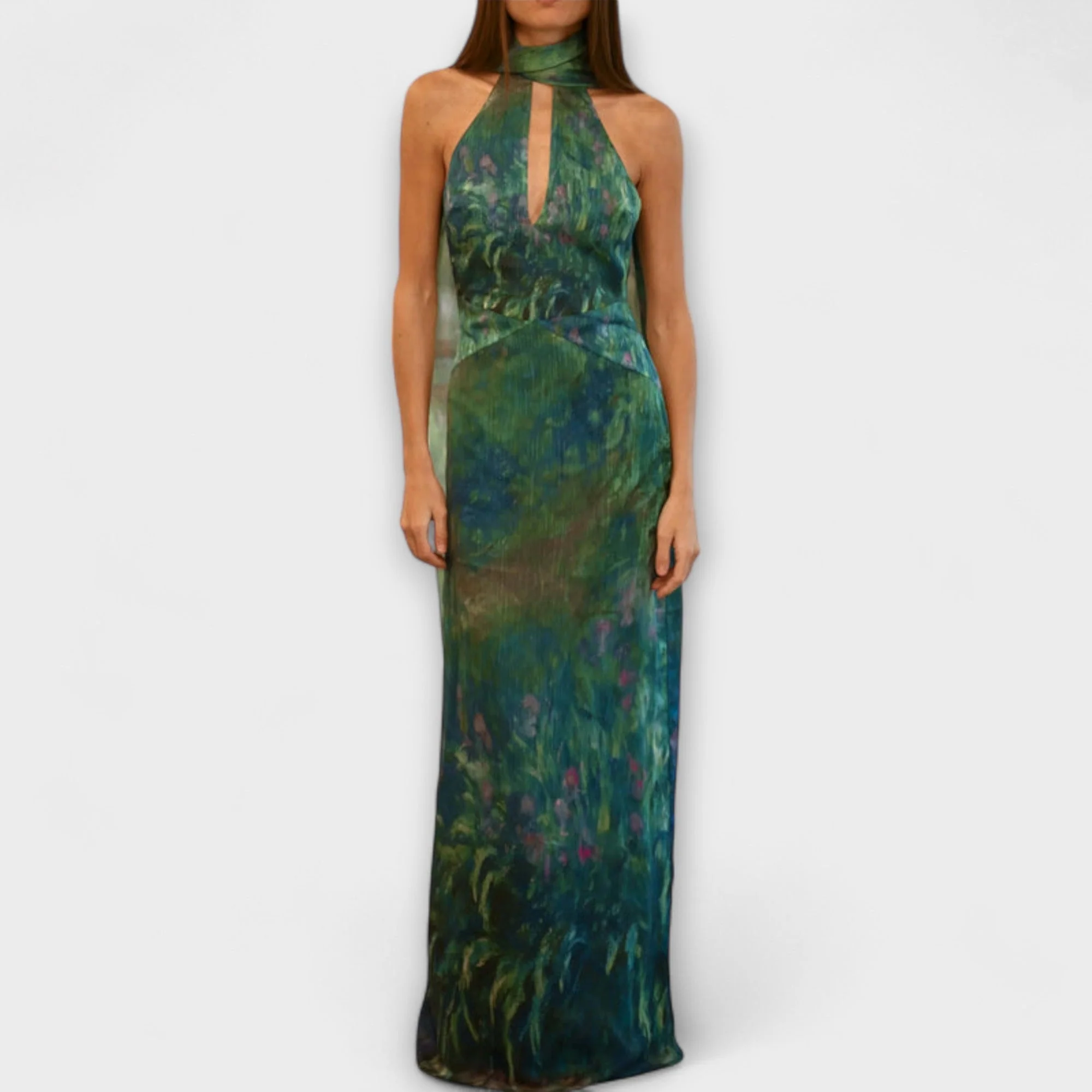 Maisie - Maxikleid mit Monet Iris Druck - Image 4