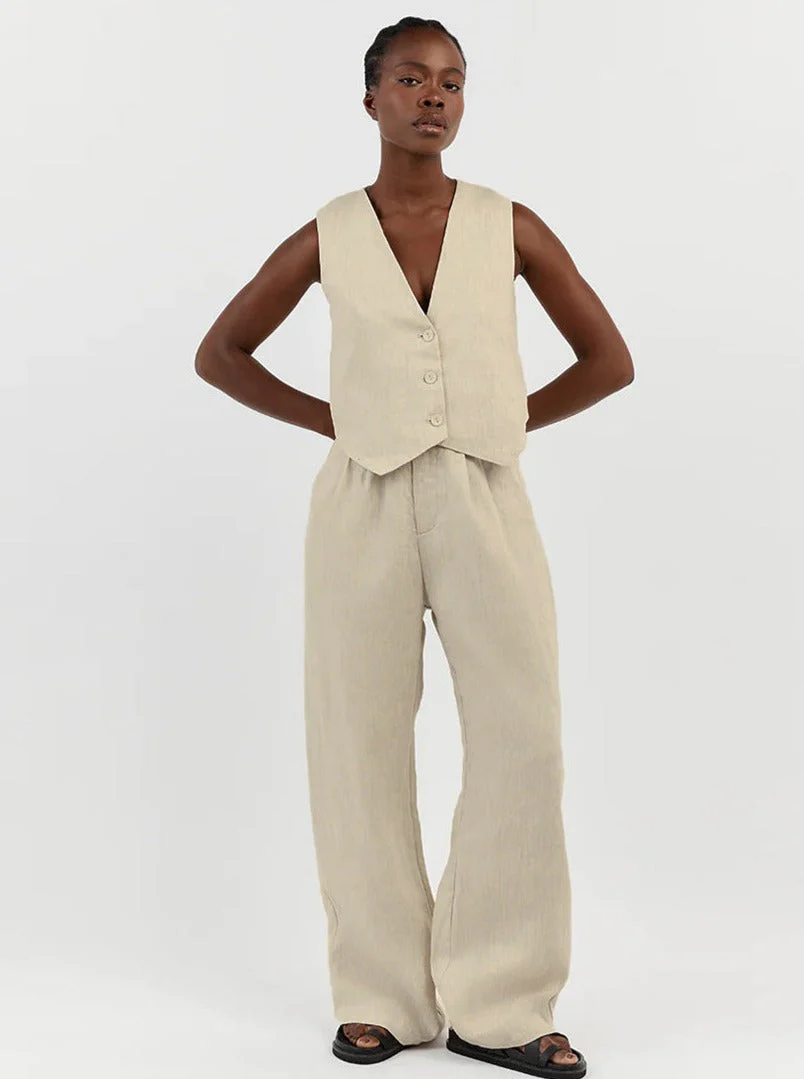 Mara | Elegantes Leinen-Set mit Weste & Weitbein-Hose - Image 7