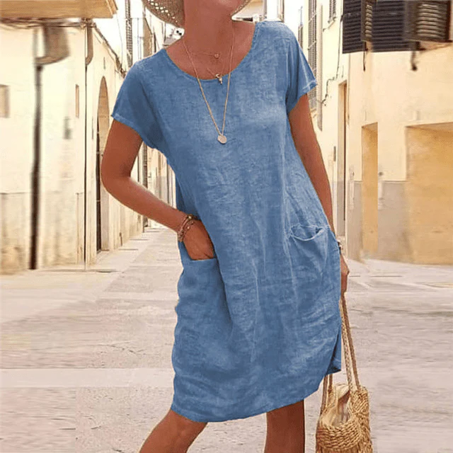 Mara – Locker geschnittenes Damenkleid mit Rundhalsausschnitt - Image 2