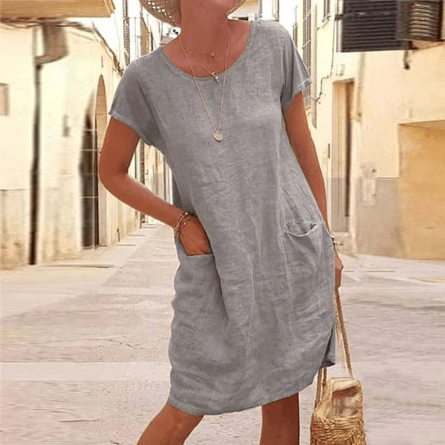 Mara – Locker geschnittenes Damenkleid mit Rundhalsausschnitt - Image 3