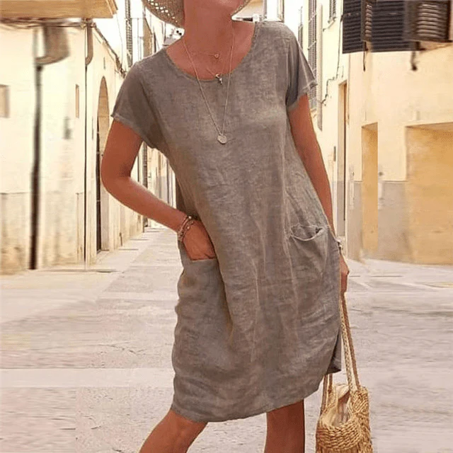 Mara – Locker geschnittenes Damenkleid mit Rundhalsausschnitt - Image 4