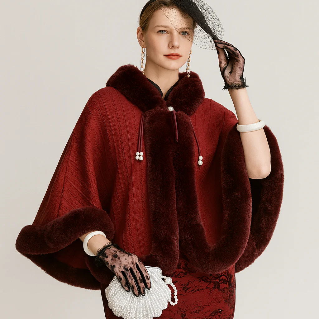 Marcelline | Perlenbesetzter Winter-Quastenumhang - Image 3