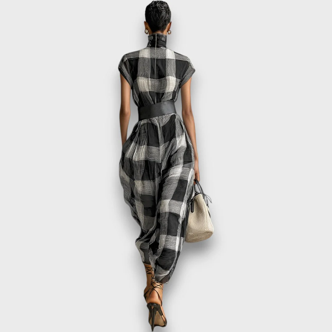 Marcia – Maxikleid aus kariertem Chiffon - Image 2