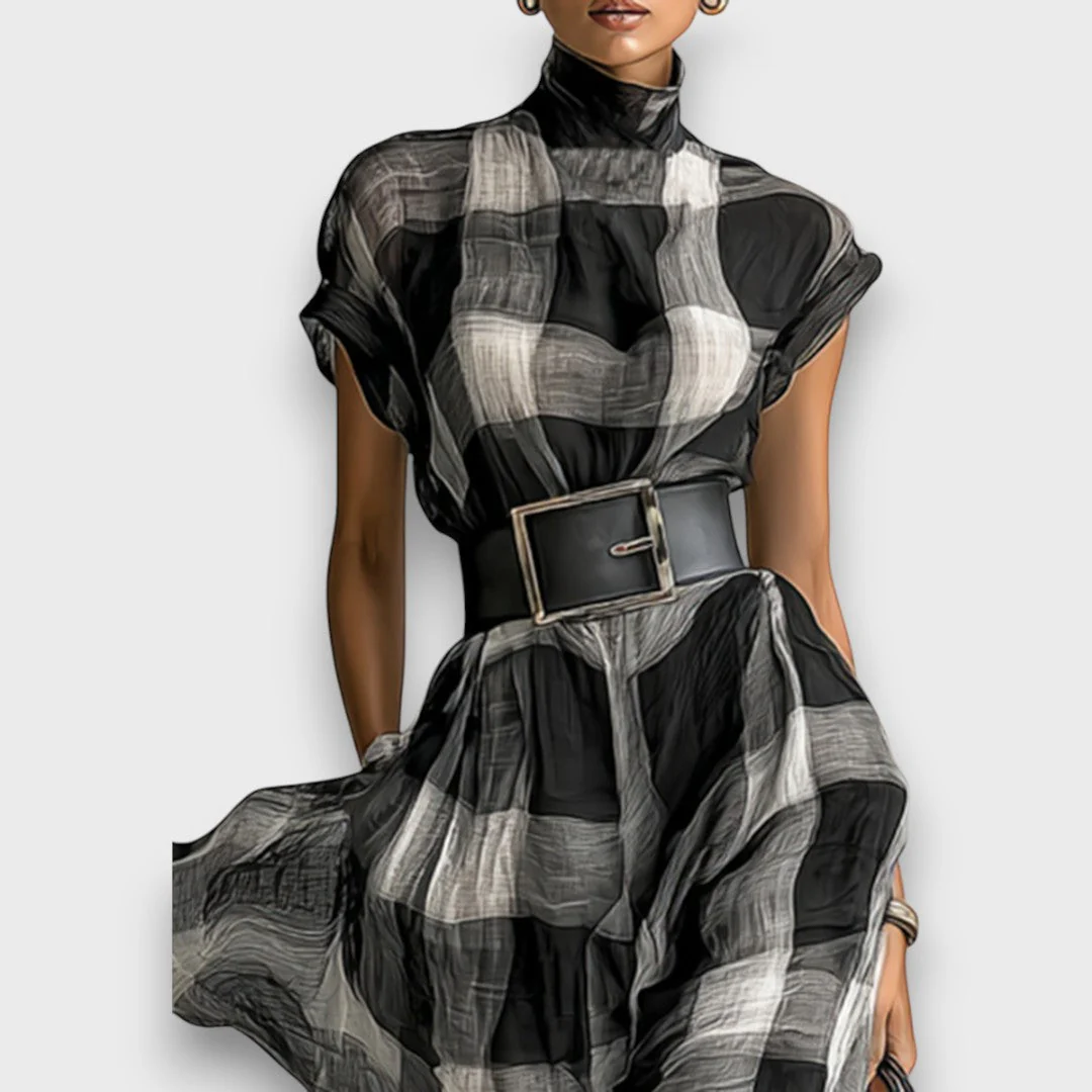 Marcia – Maxikleid aus kariertem Chiffon - Image 4