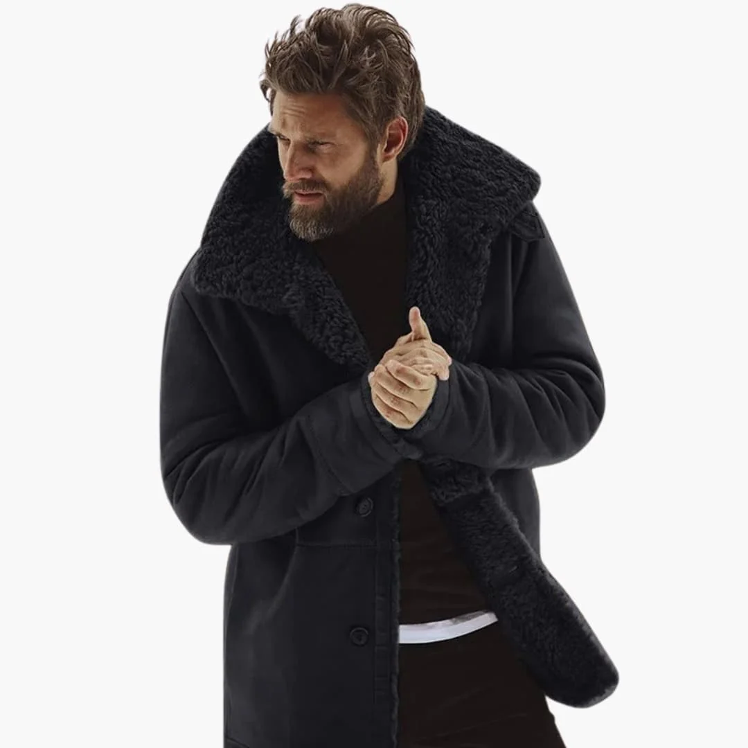 Marcus – Gefütterter Herren Wintermantel mit breitem Kragen - Image 10