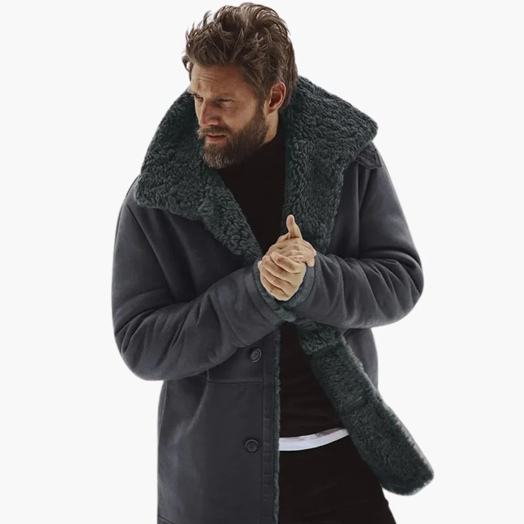 Marcus – Gefütterter Herren Wintermantel mit breitem Kragen - Image 12