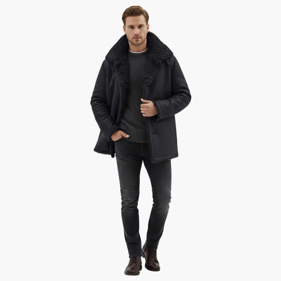 Marcus – Gefütterter Herren Wintermantel mit breitem Kragen - Image 6