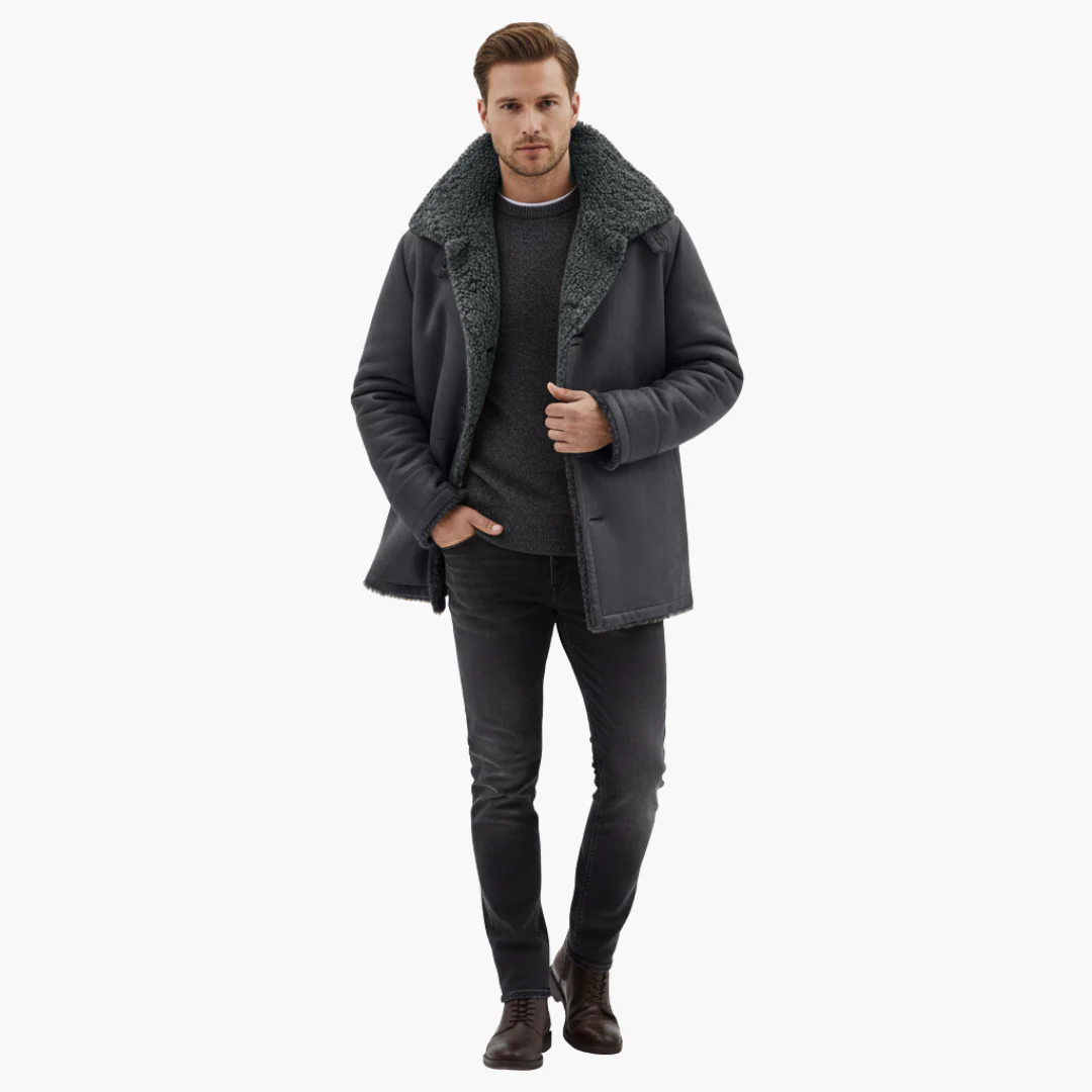 Marcus – Gefütterter Herren Wintermantel mit breitem Kragen - Image 7