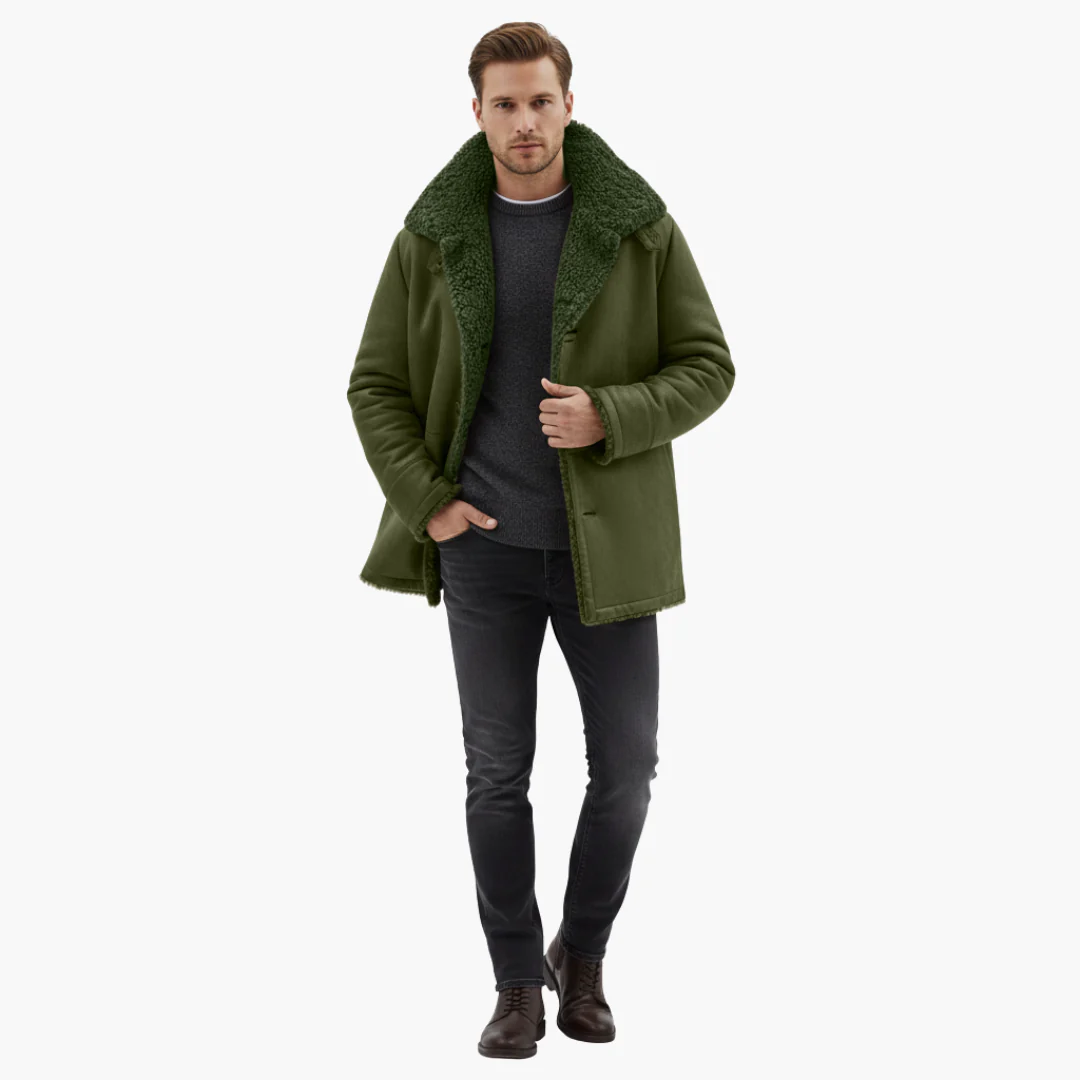 Marcus – Gefütterter Herren Wintermantel mit breitem Kragen - Image 8
