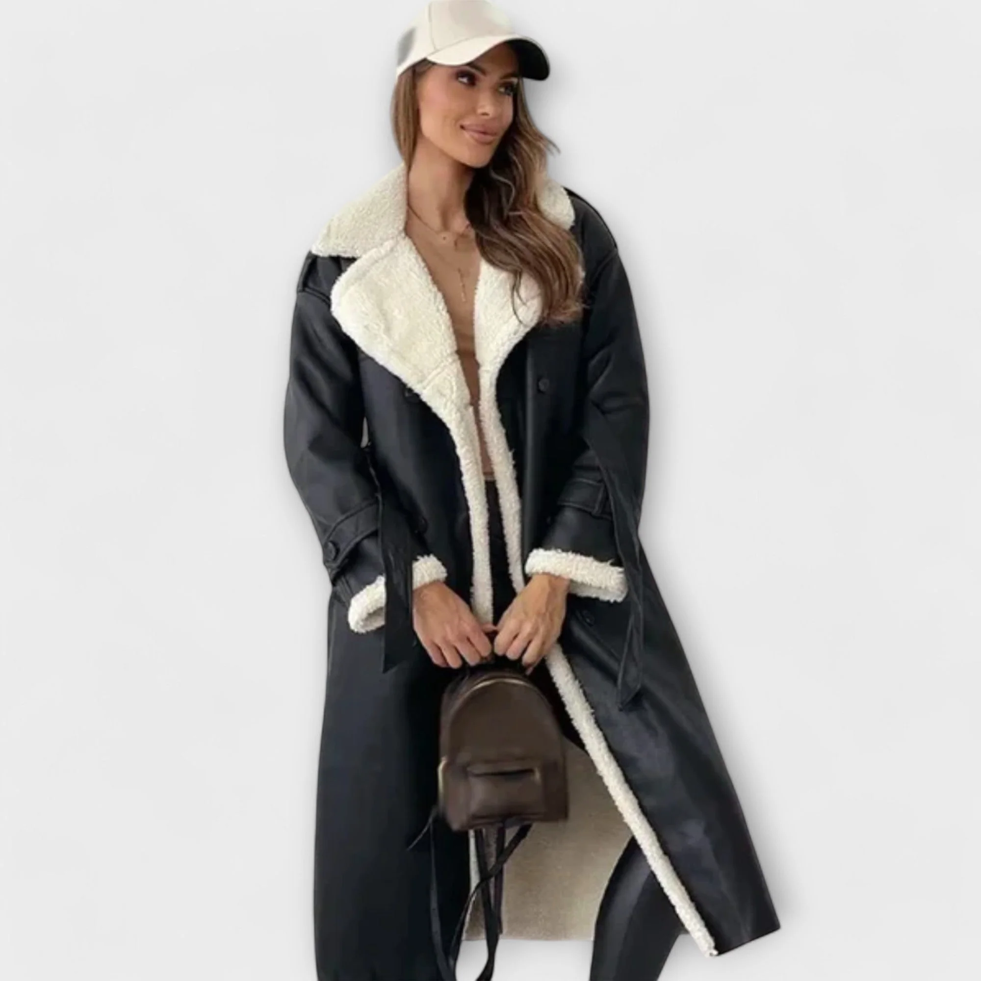 Maria – Lange klassische Jacke mit Fleecefutter und Teddykragen - Image 6