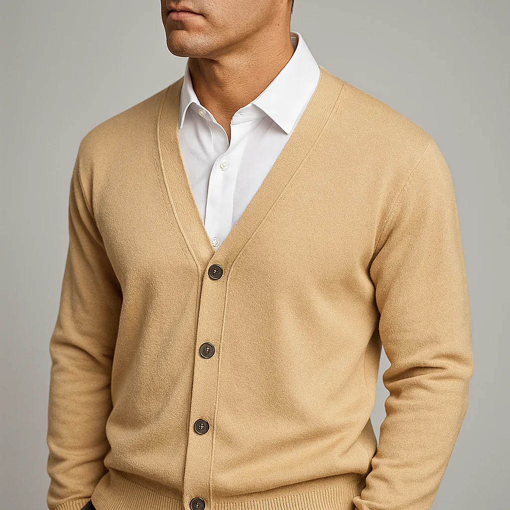 Markus | Vielseitige moderne V Ausschnitt Strickjacke - Image 12