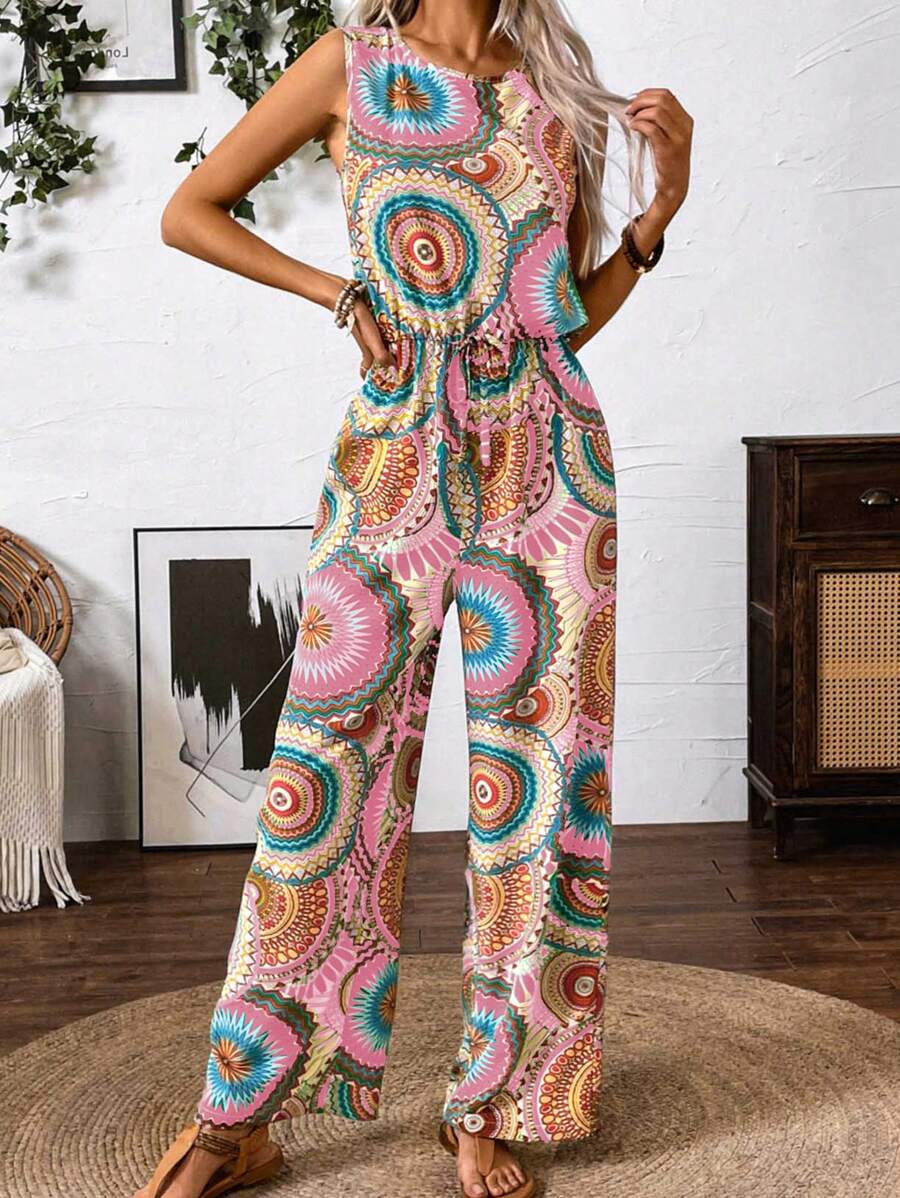Marlene – Damen Jumpsuit Ärmellos Bedruckt Für Sommerurlaub - Image 2