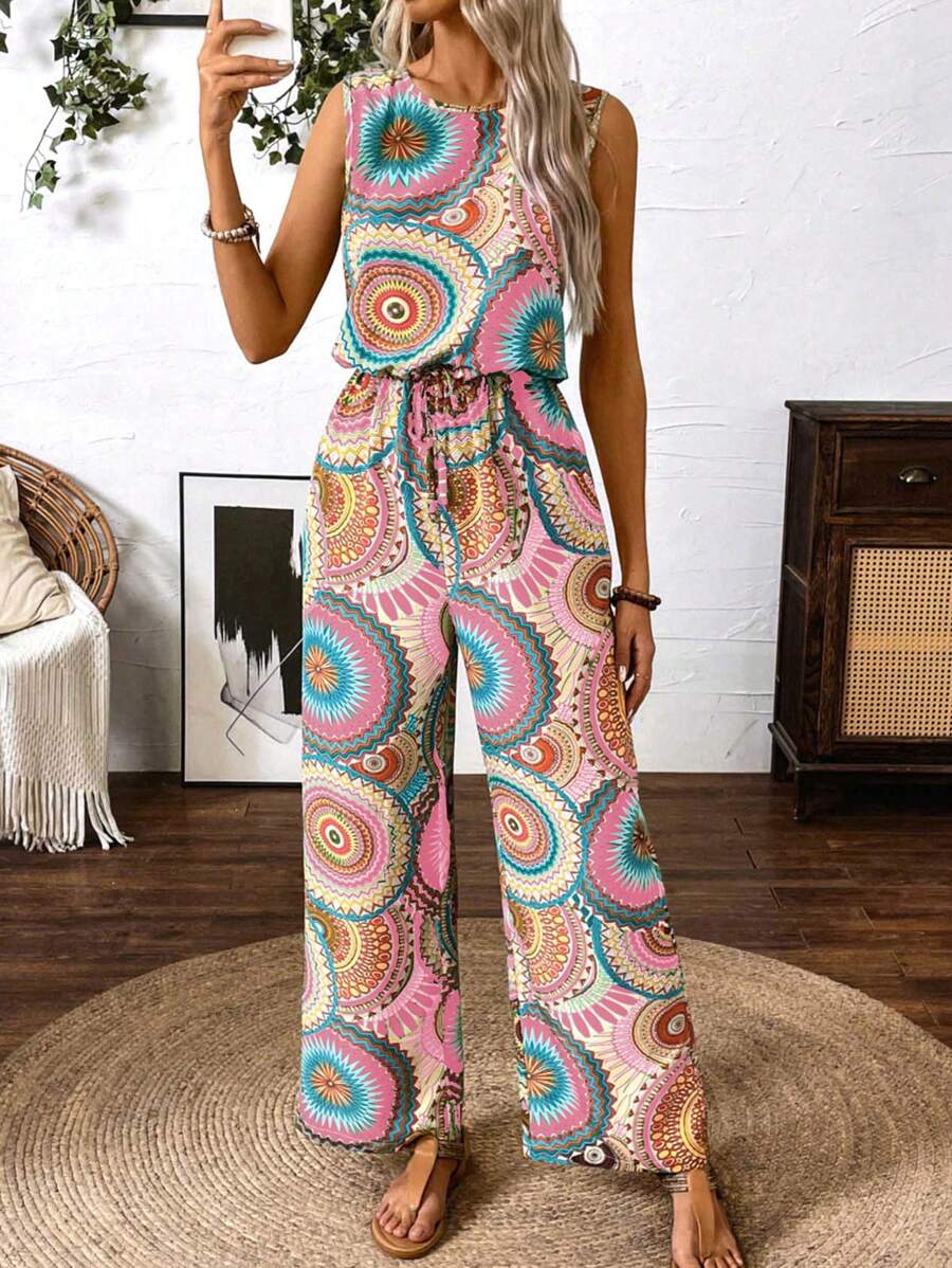 Marlene – Damen Jumpsuit Ärmellos Bedruckt Für Sommerurlaub - Image 4