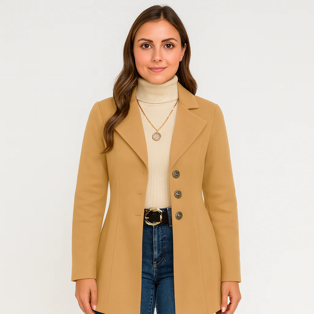 Marlene | Damen Wintermantel mit Knopfverschluss und Langarm