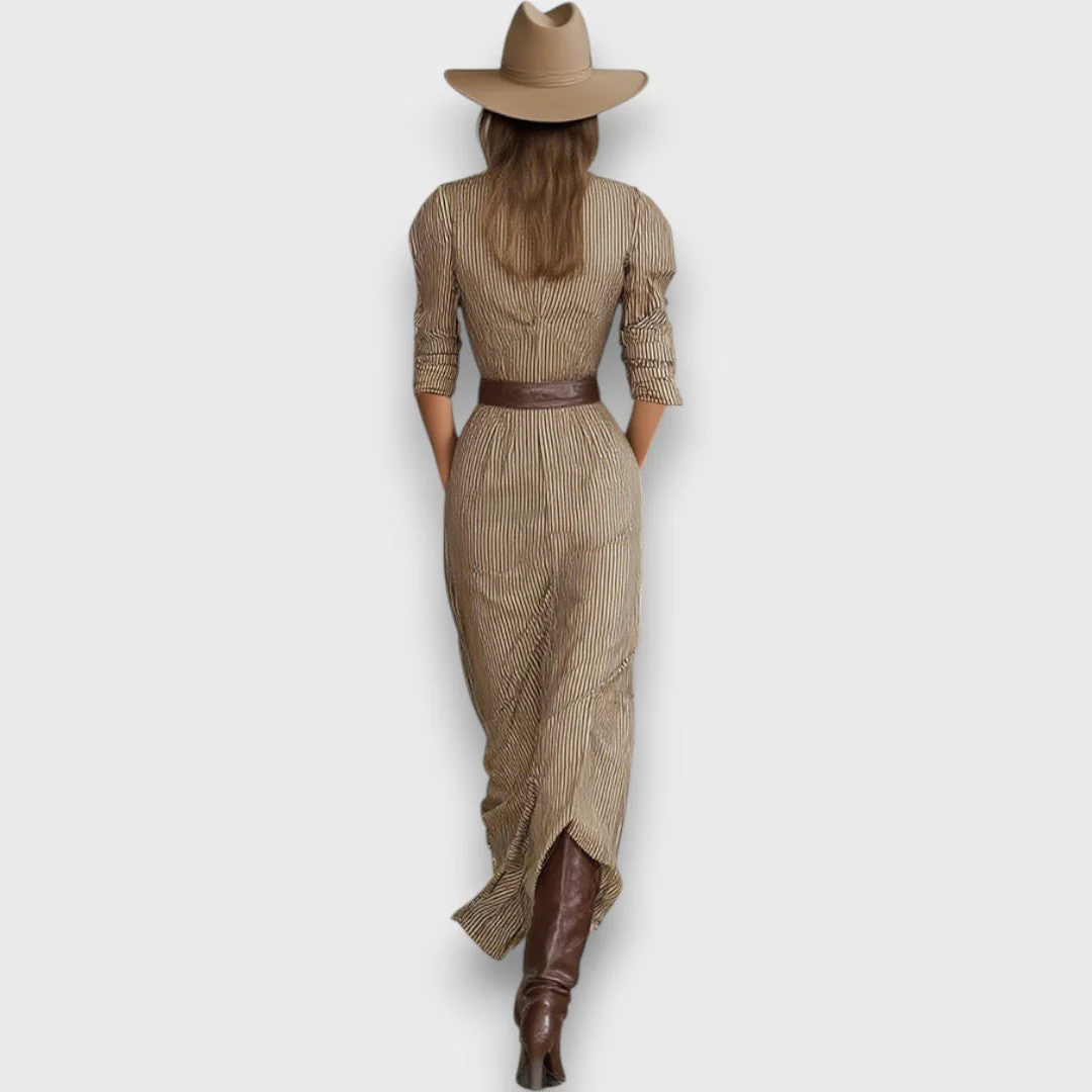 Marlene – Gestreiftes Maxikleid mit Kragen - Image 2
