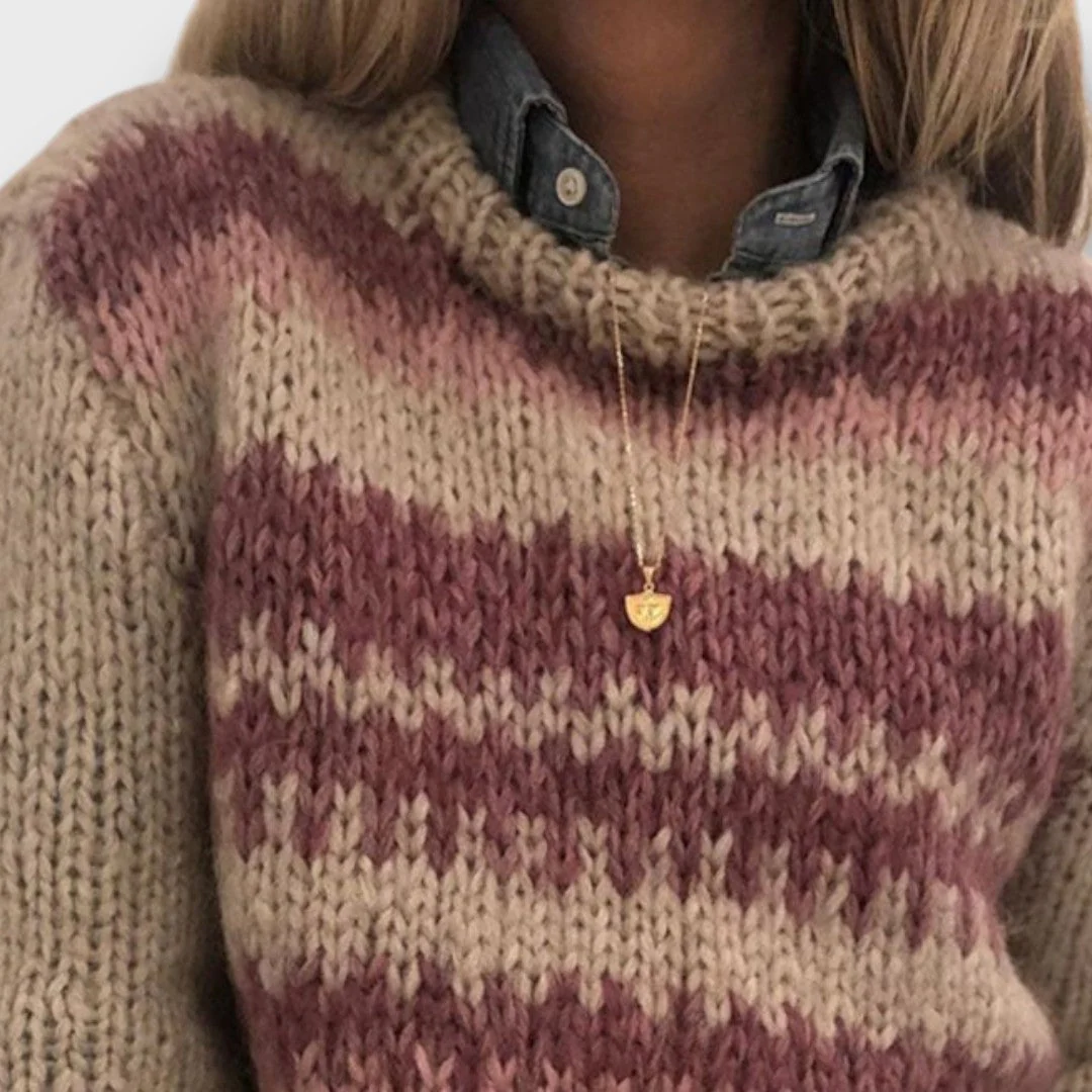 Marlene – Retro Pullover mit Kontrastmuster - Image 2