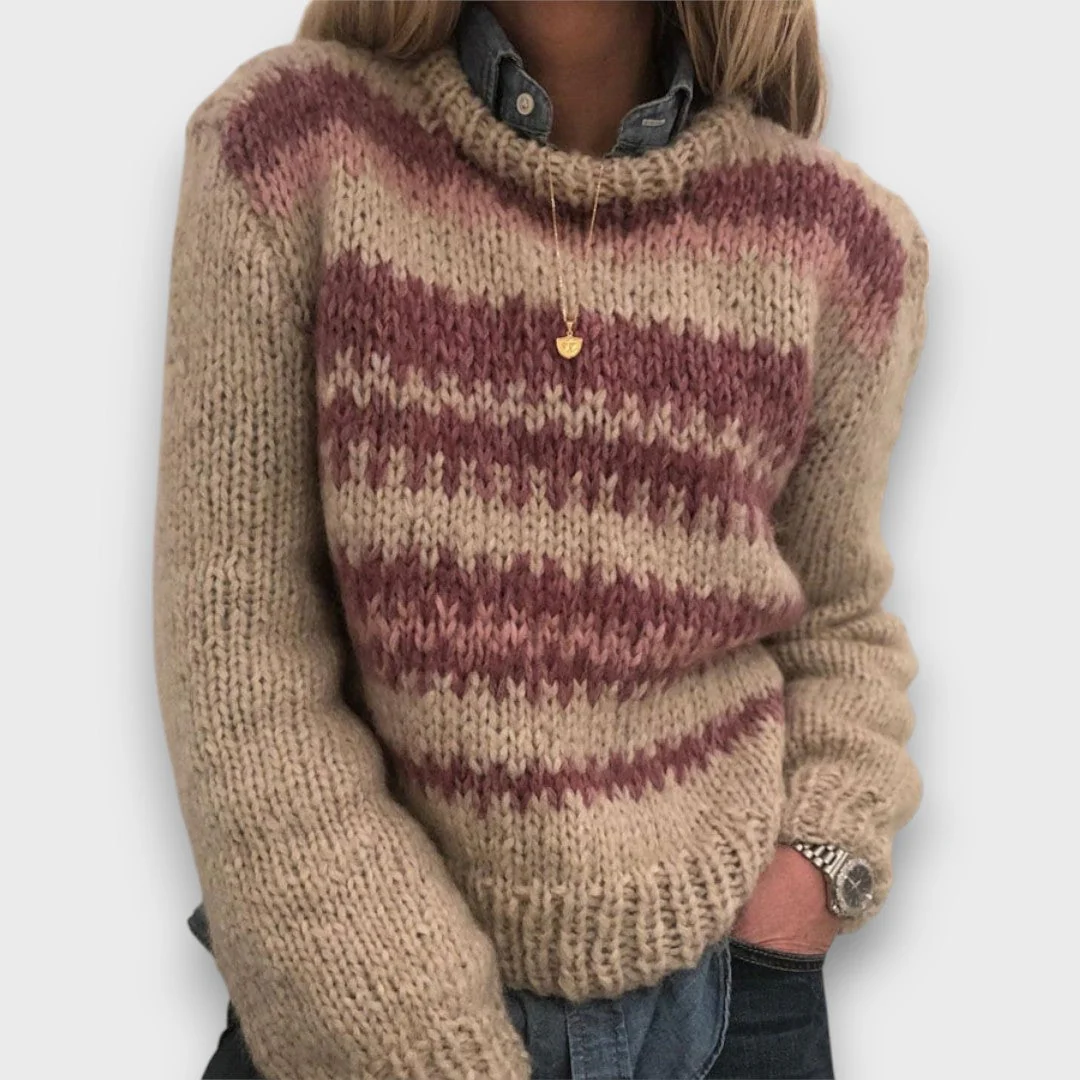 Marlene – Retro Pullover mit Kontrastmuster - Image 3