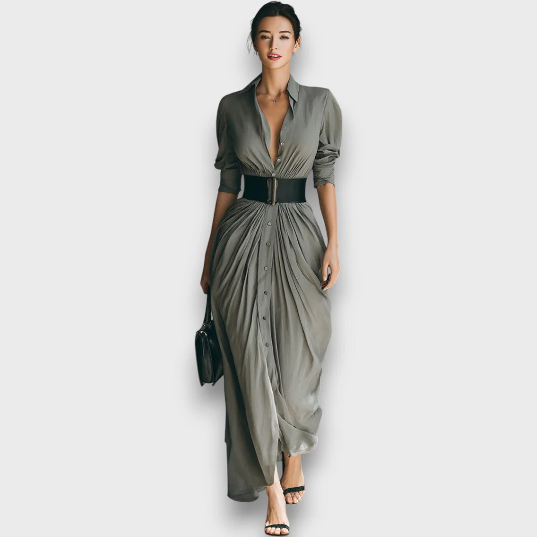 Marlenia – Maxikleid mit Kragen und Bindegürtel - Image 4