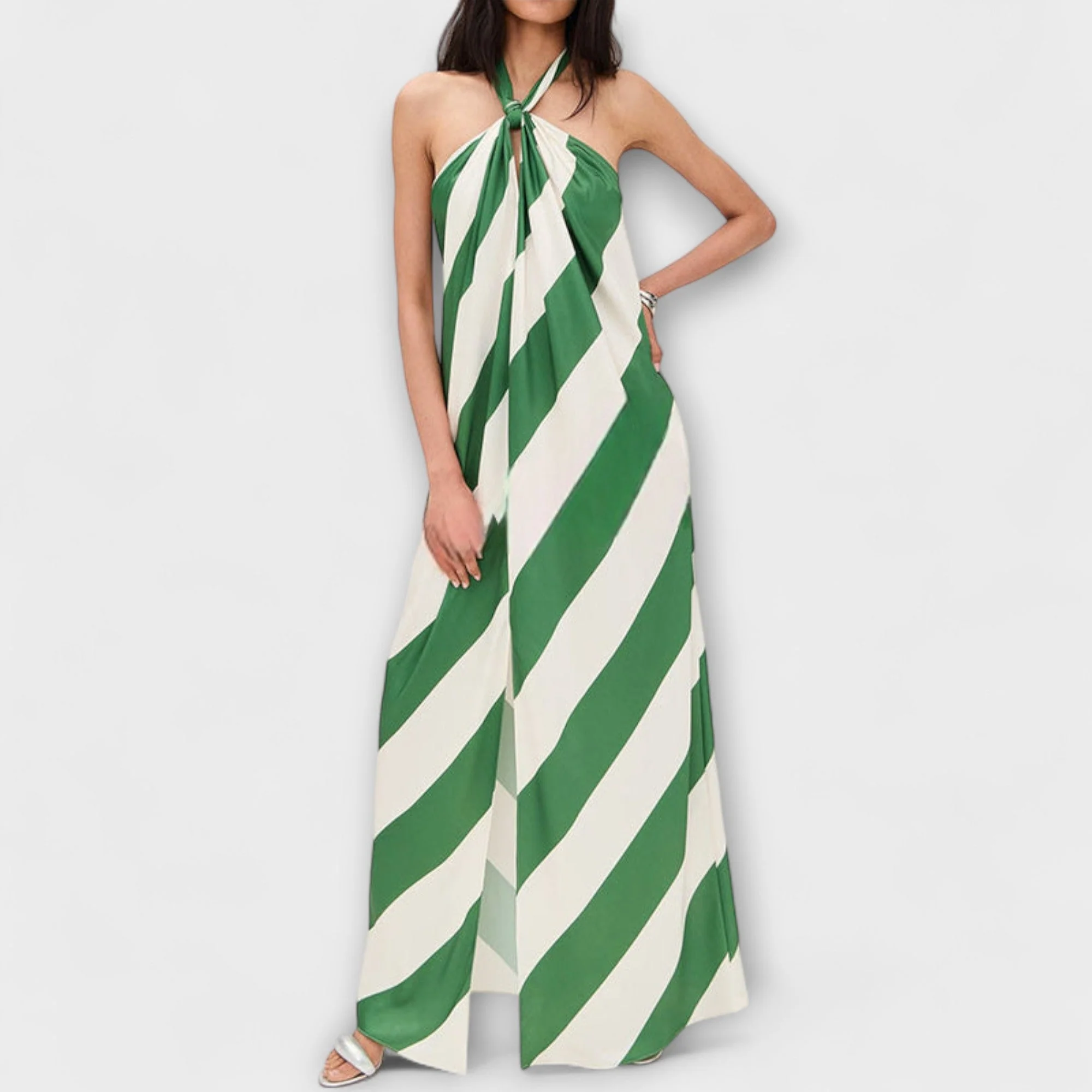 Marlowe - Streifenmuster Halter Rückenfreies Maxikleid - Image 2