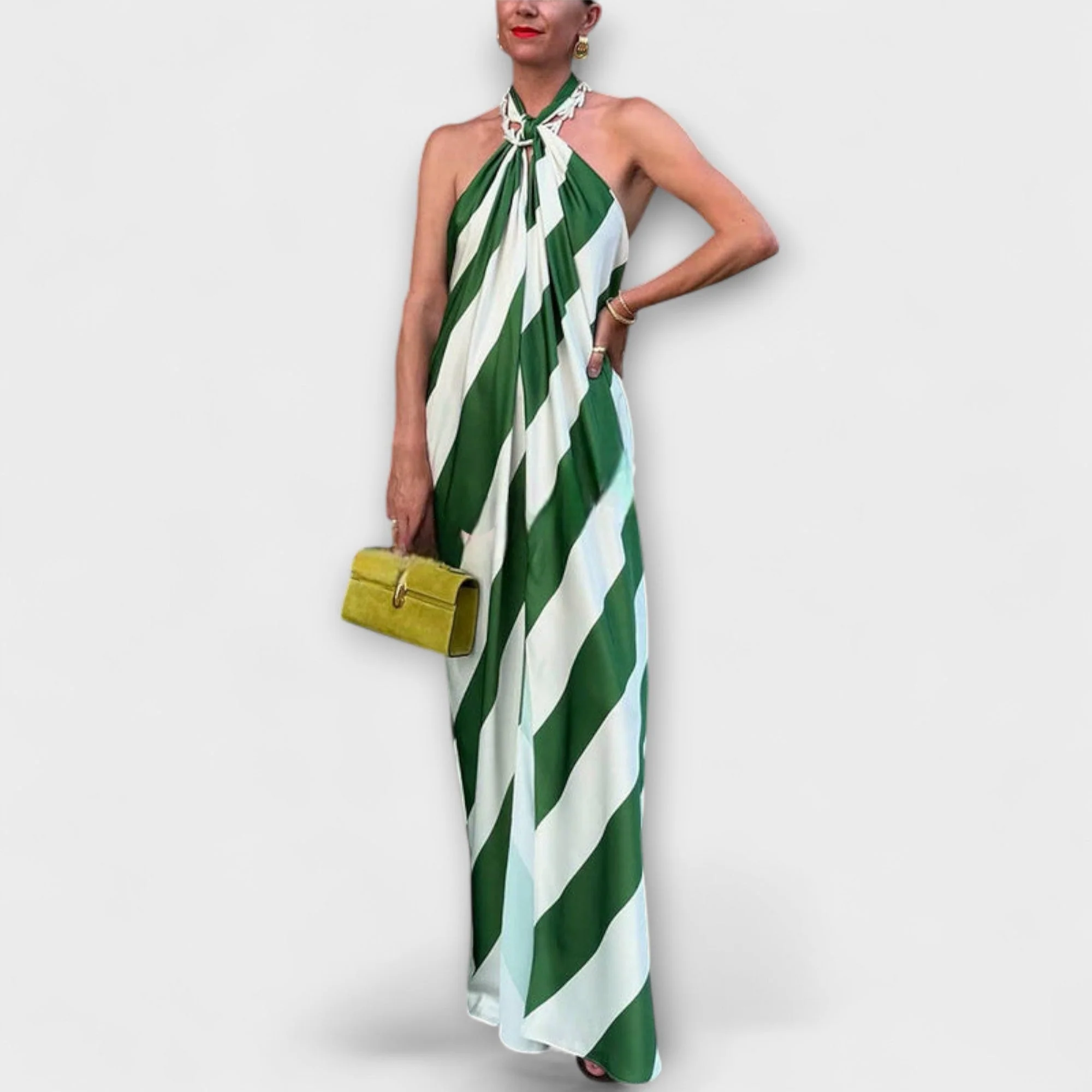 Marlowe - Streifenmuster Halter Rückenfreies Maxikleid - Image 4