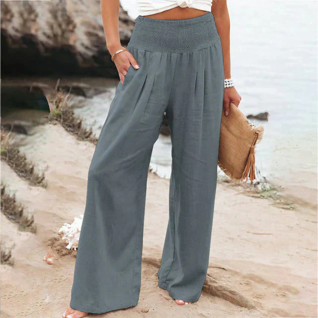 Marsha – Hochwertige Strandhose aus Leinen mit weitem Bein - Image 2