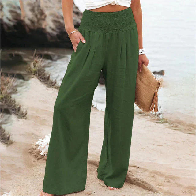 Marsha – Hochwertige Strandhose aus Leinen mit weitem Bein - Image 3