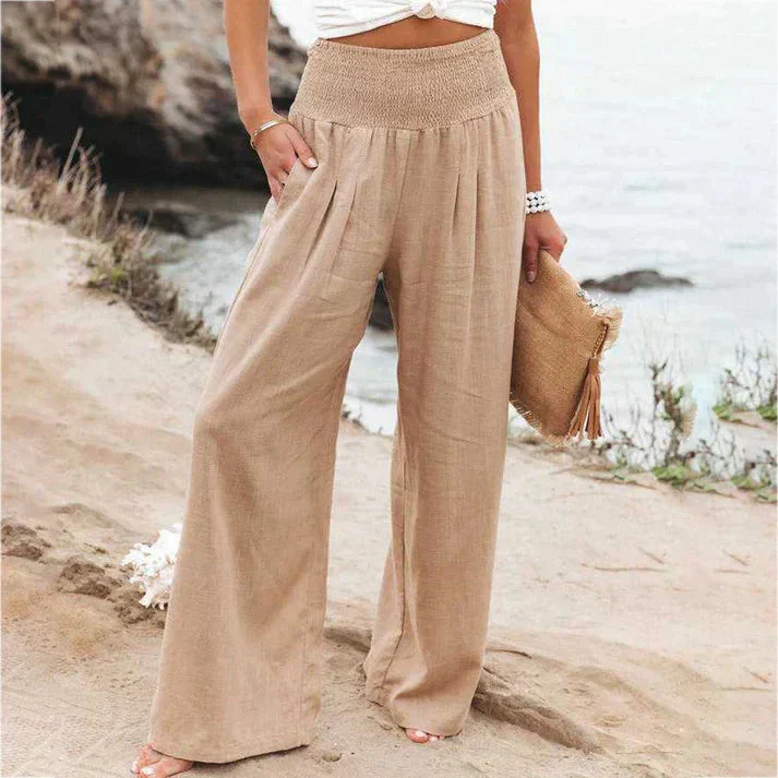 Marsha – Hochwertige Strandhose aus Leinen mit weitem Bein - Image 5
