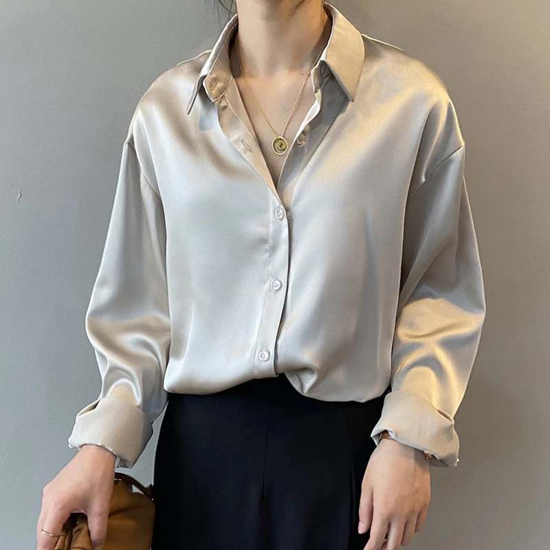 Martina – Damen Satinbluse Mit Klassischem Schnitt - Image 8