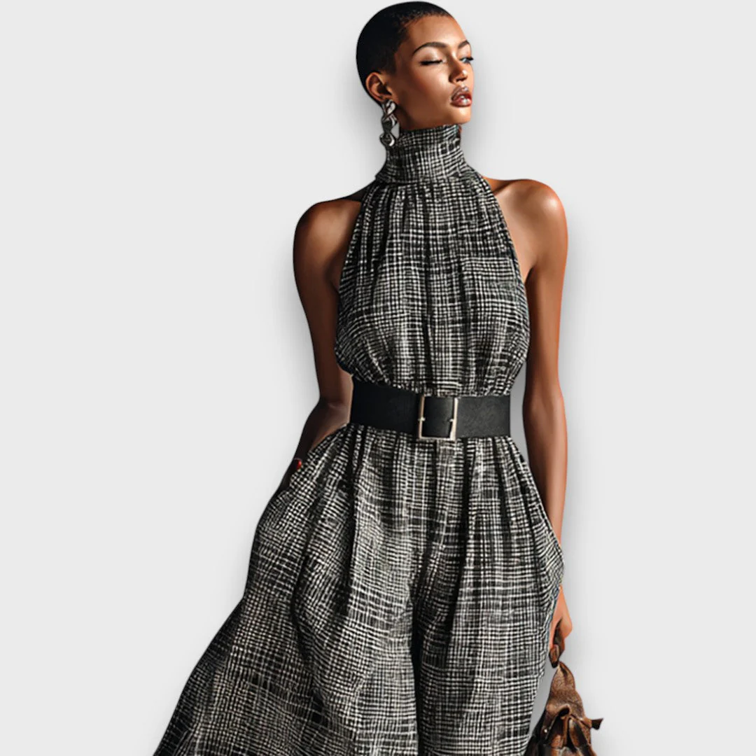 Marvella – Ärmelloses Maxikleid mit Karomuster - Image 2