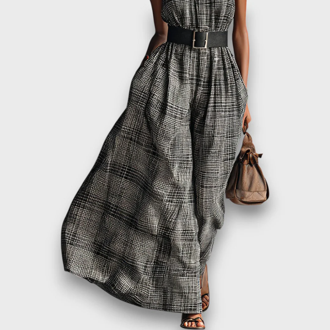 Marvella – Ärmelloses Maxikleid mit Karomuster - Image 3