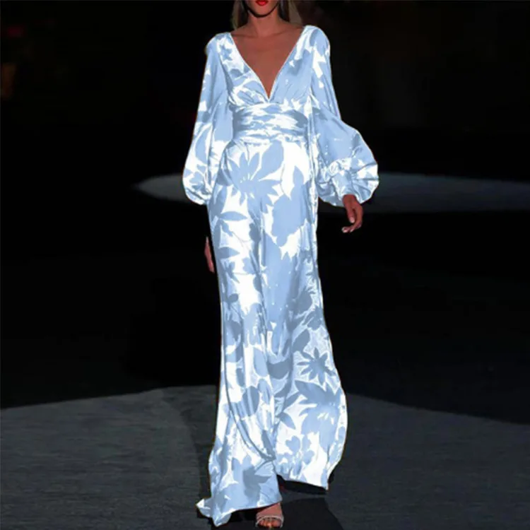 Mattea – Satin-Maxikleid mit tropischem Print - Image 4
