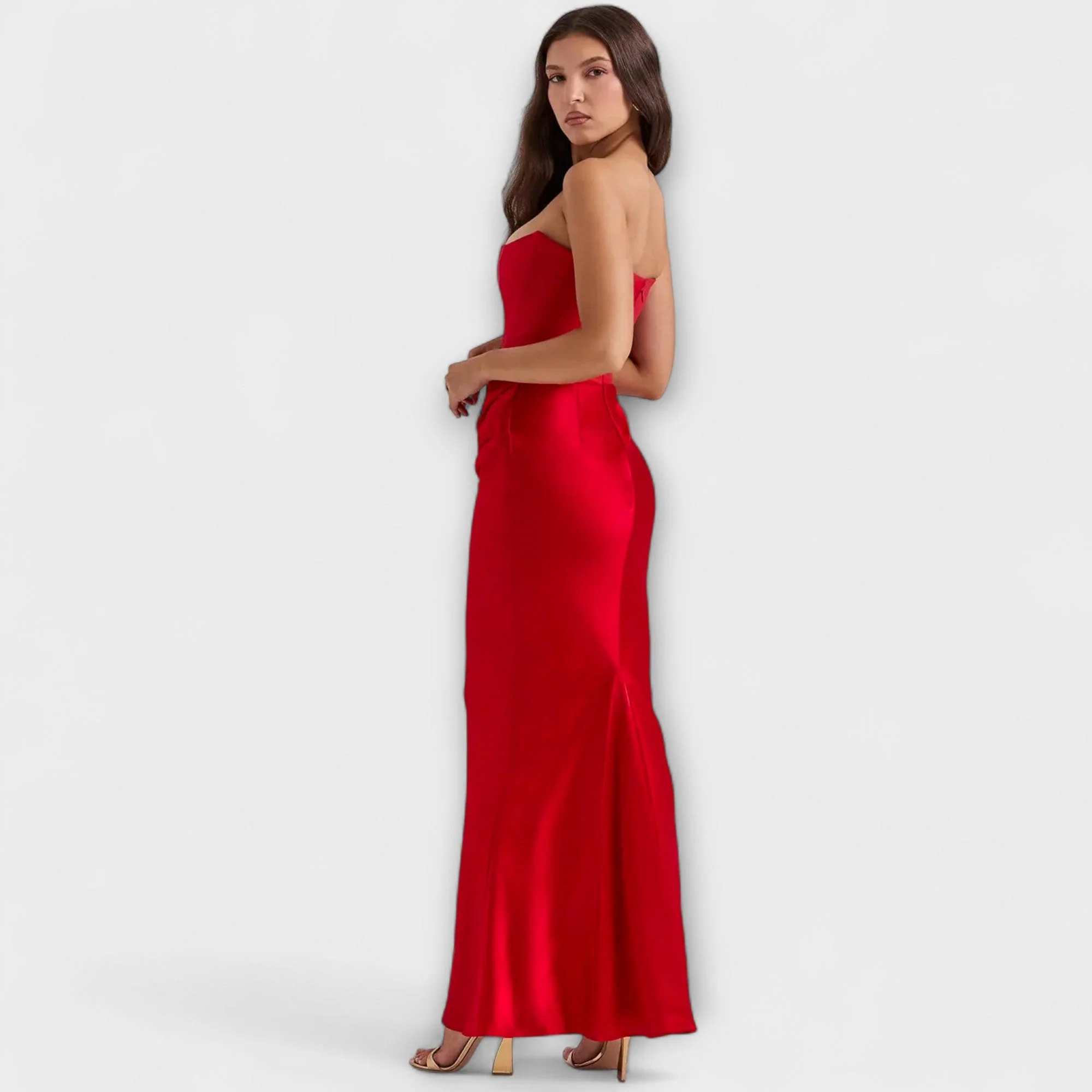 Maxi-Kleid aus Satin ohne Träger mit Drapierung - Image 11