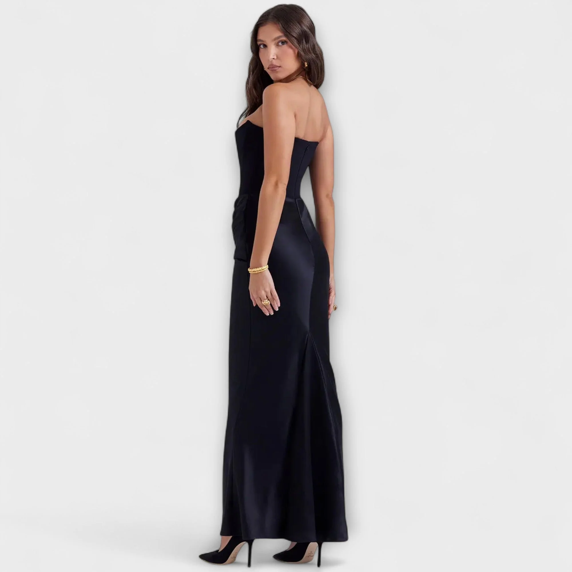 Maxi-Kleid aus Satin ohne Träger mit Drapierung - Image 9
