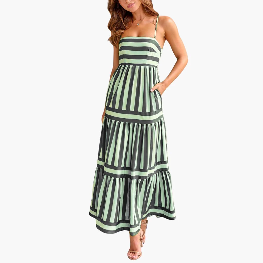 Maxikleid Damen - Gestreiftes Sommerkleid mit Trägern - Image 2