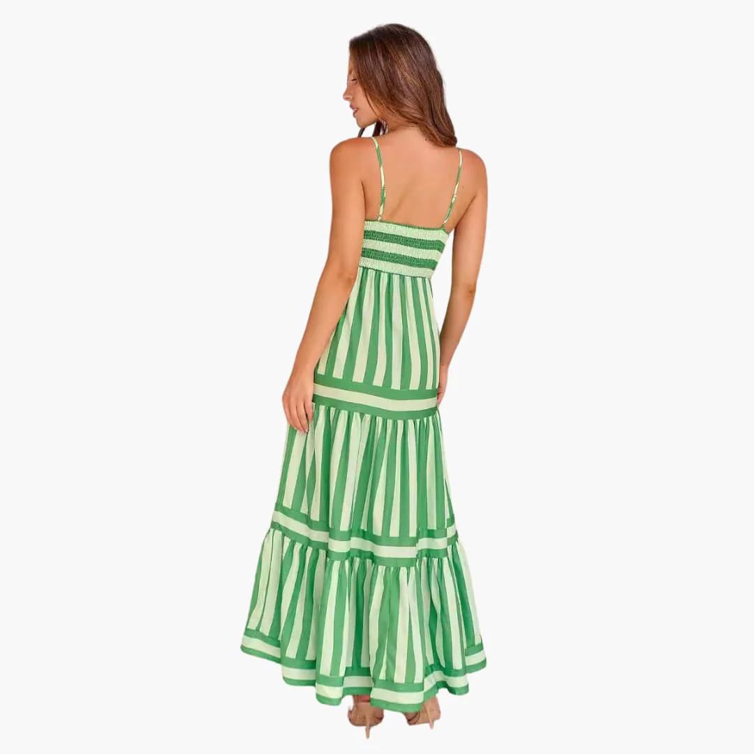Maxikleid Damen - Gestreiftes Sommerkleid mit Trägern - Image 4