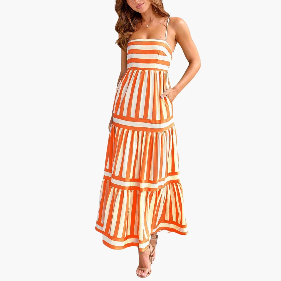 Maxikleid Damen - Gestreiftes Sommerkleid mit Trägern - Image 5