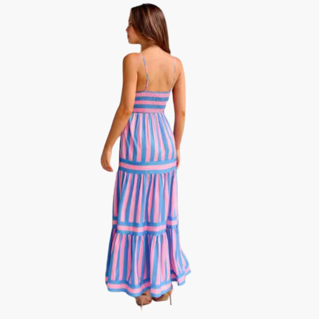 Maxikleid Damen - Gestreiftes Sommerkleid mit Trägern - Image 6