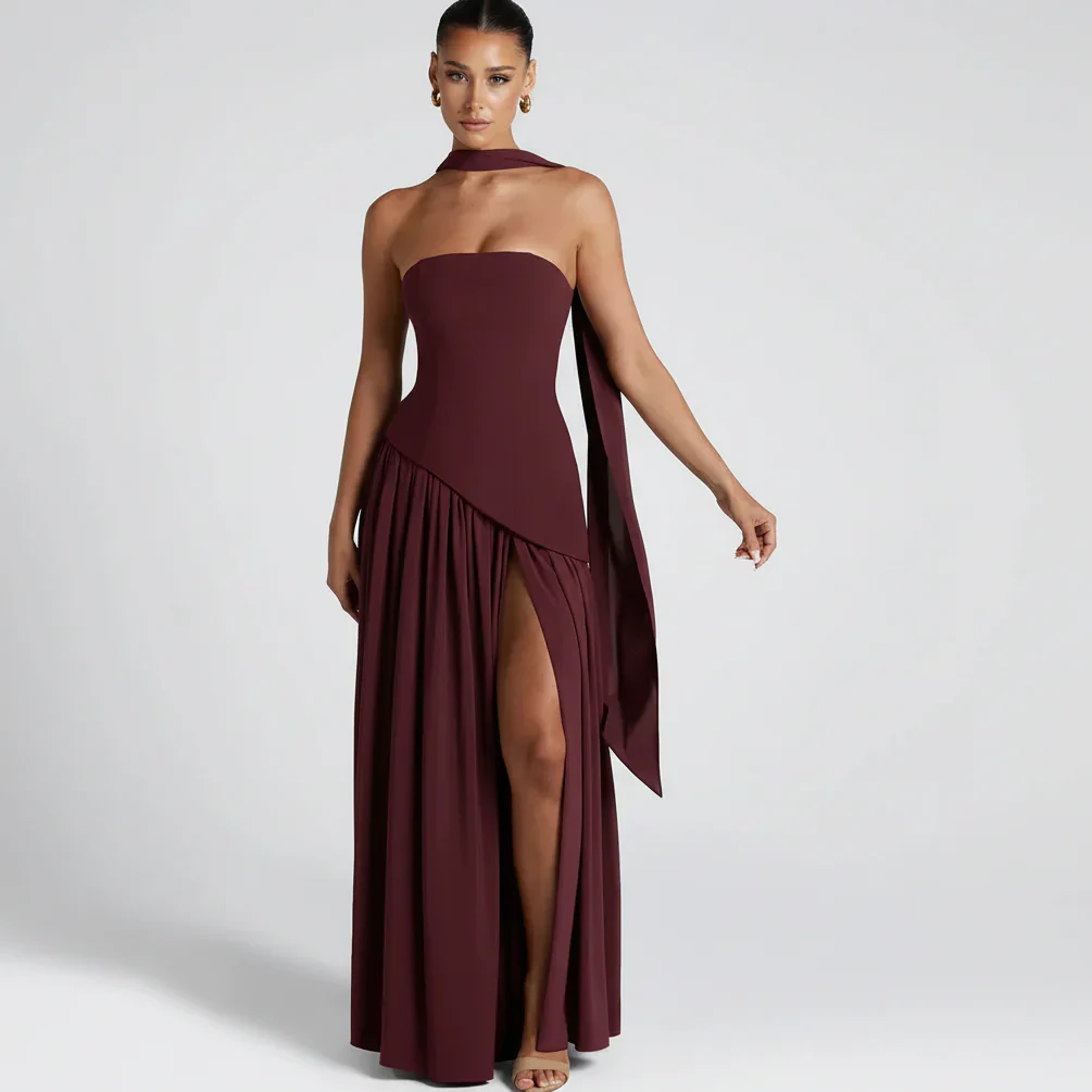 Nathalie | Damen Maxikleid Korsettstil Schaldetail Hoher Schlitz – Korsett Maxi 2026 - Image 20