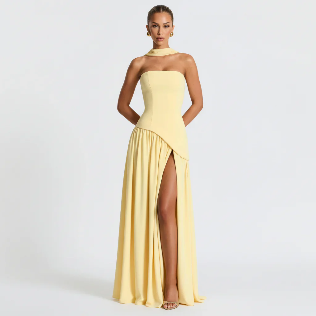 Nathalie | Damen Maxikleid Korsettstil Schaldetail Hoher Schlitz – Korsett Maxi 2026 - Image 21